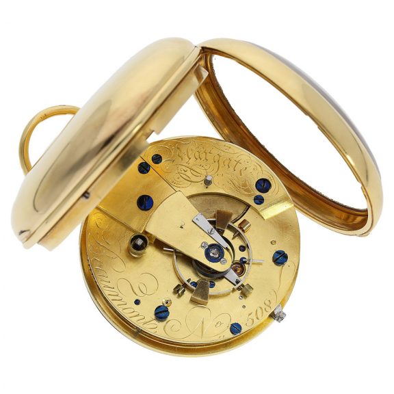 English 18 carat gold pocket watch with chronometer escapement Circa 1802 English 18 carat gold pocket watch with chronometer escapement Circa 1802