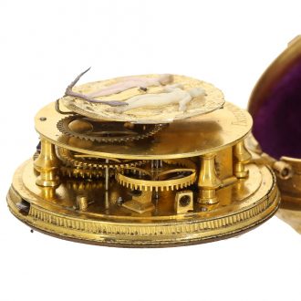 German 18 carat gold watch with early Adam & Eve automaton Circa 1710