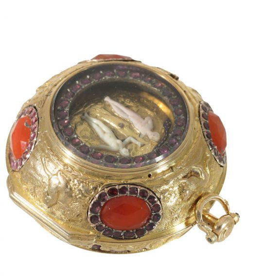 German 18 carat gold watch with early Adam & Eve automaton Circa 1710 German 18 carat gold watch with early Adam & Eve automaton Circa 1710