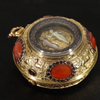 German 18 carat gold watch with early Adam & Eve automaton Circa 1710
