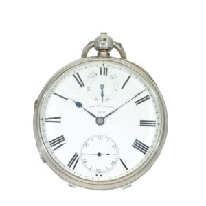 English silver “Duo in Uno” chronometer watch with power reserve Circa 1869