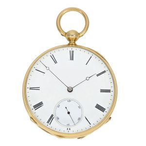 Very early, interesting gold open faced lever watch Circa 1868