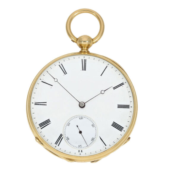 Very early, interesting gold open faced lever watch Circa 1868