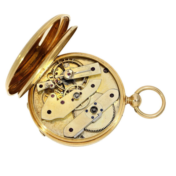 Very early, interesting gold open faced lever watch Circa 1868 Very early, interesting gold open faced lever watch Circa 1868