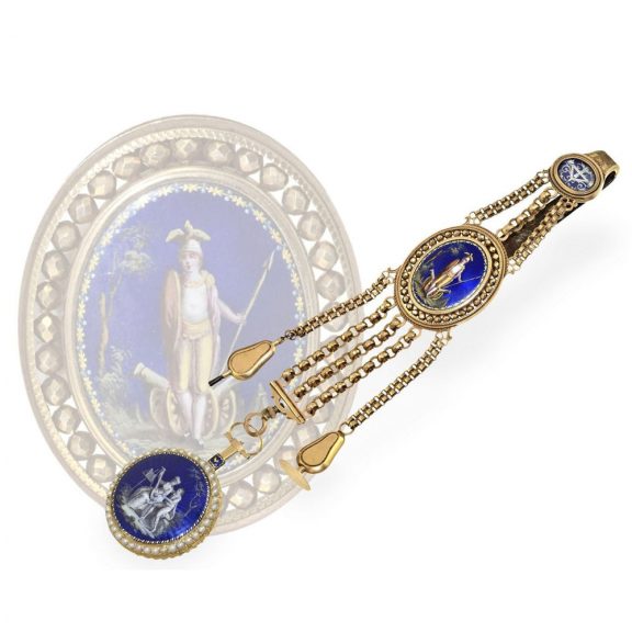 French rare and very fine gold enamel verge watch Circa 1790 French rare and very fine gold enamel verge watch Circa 1790