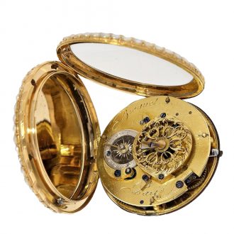 French rare and very fine gold enamel verge watch Circa 1790