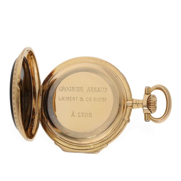 French Louis XV gold pocket watch with stone inlays Circa 1875 French Louis XV gold pocket watch with stone inlays Circa 1875