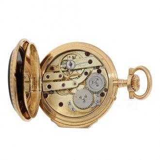 French Louis XV gold pocket watch with stone inlays Circa 1875