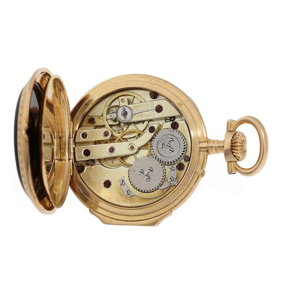 French Louis XV gold pocket watch with stone inlays Circa 1875 French Louis XV gold pocket watch with stone inlays Circa 1875