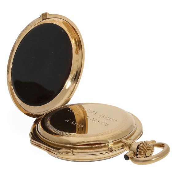 French Louis XV gold pocket watch with stone inlays Circa 1875 French Louis XV gold pocket watch with stone inlays Circa 1875