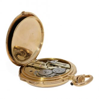 French Louis XV gold pocket watch with stone inlays Circa 1875