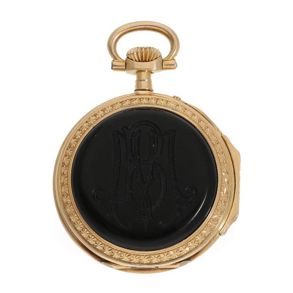 French Louis XV gold pocket watch with stone inlays Circa 1875 French Louis XV gold pocket watch with stone inlays Circa 1875