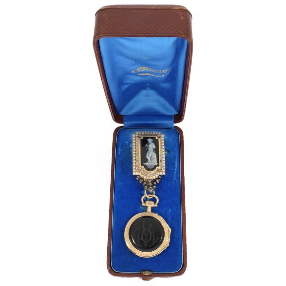 French Louis XV gold pocket watch with stone inlays Circa 1875 French Louis XV gold pocket watch with stone inlays Circa 1875