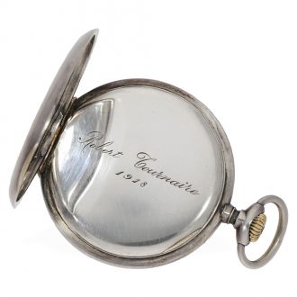 Swiss silver anker chronometer with gold hinges in original case Circa 1918 Swiss silver anker chronometer with gold hinges in original case Circa 1918