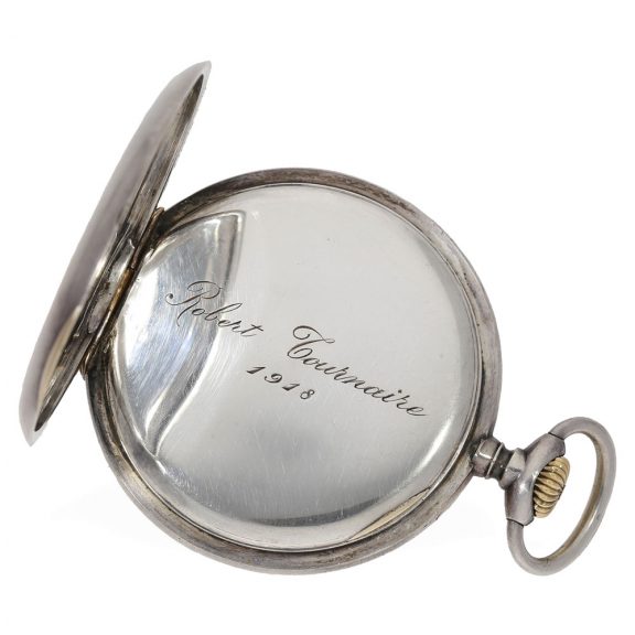 Swiss silver anker chronometer with gold hinges in original case Circa 1918 Swiss silver anker chronometer with gold hinges in original case Circa 1918