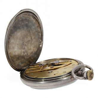Swiss silver anker chronometer with gold hinges in original case Circa 1918 Swiss silver anker chronometer with gold hinges in original case Circa 1918