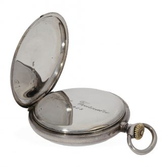 Swiss silver anker chronometer with gold hinges in original case Circa 1918 Swiss silver anker chronometer with gold hinges in original case Circa 1918