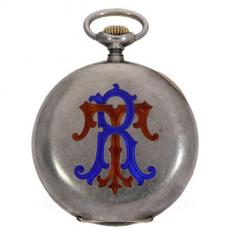 Swiss silver anker chronometer with gold hinges in original case Circa 1918 Swiss silver anker chronometer with gold hinges in original case Circa 1918