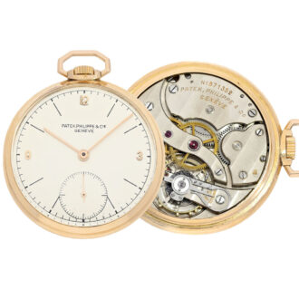 Swiss very fine 18 K pink gold dress pocket watch circa 1942