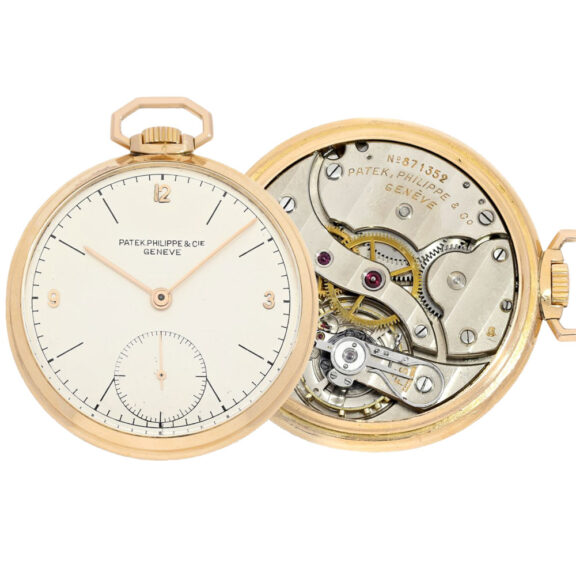 Swiss very fine 18 K pink gold dress pocket watch circa 1942