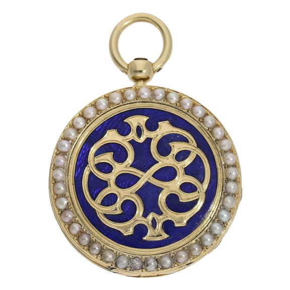 Unique French gold and enamel chatelaine watch Circa 1820 Unique French gold and enamel chatelaine watch Circa 1820