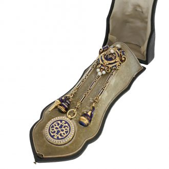Unique French gold and enamel chatelaine watch Circa 1820