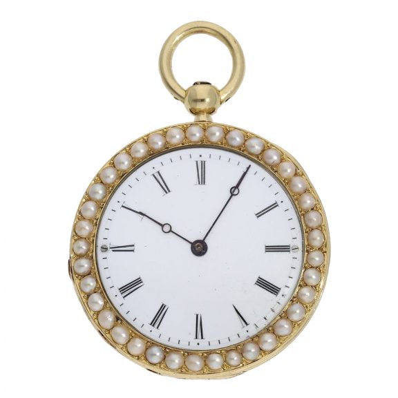 Unique French gold and enamel chatelaine watch Circa 1820 Unique French gold and enamel chatelaine watch Circa 1820