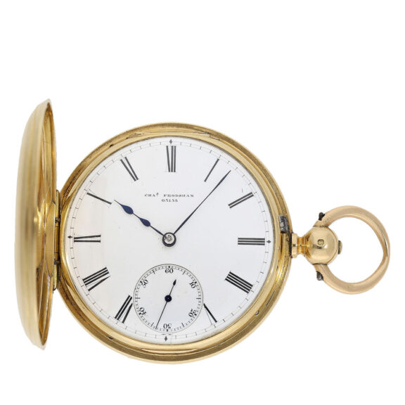 The original glazed white enamel dial has an outer ring with Roman numerals for the hours, a subsidiary dial at 6 o’clock with Arabic numerals for the minutes and original steel hands The original glazed white enamel dial has an outer ring with Roman numerals for the hours, a subsidiary dial at 6 o’clock with Arabic numerals for the minutes and original steel hands