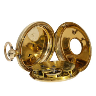 The movement of the watch features an early very fine lever escapement with key winder