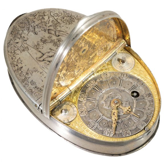 German silver snuff box with concealed verge watch Circa 1720