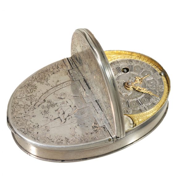 German silver snuff box with concealed verge watch Circa 1720 German silver snuff box with concealed verge watch Circa 1720