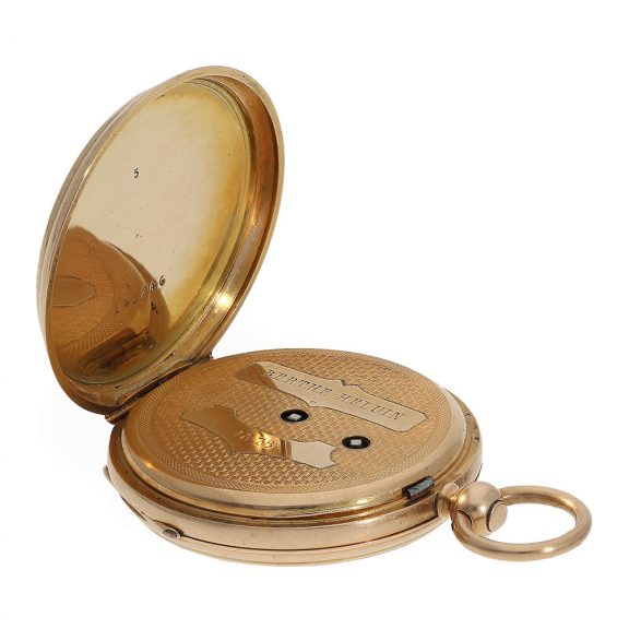 Swiss 18K gold cylinder pocket watch with chatelaine Circa 1878 Swiss 18K gold cylinder pocket watch with chatelaine Circa 1878