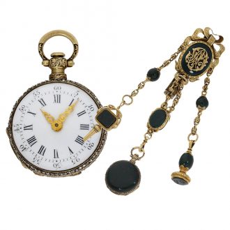 French gold Louis XV pocket watch with chatelaine Circa 1850