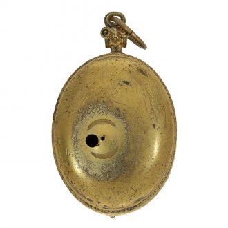 Early English gilt brass and silver oval pendant watch Circa 1615