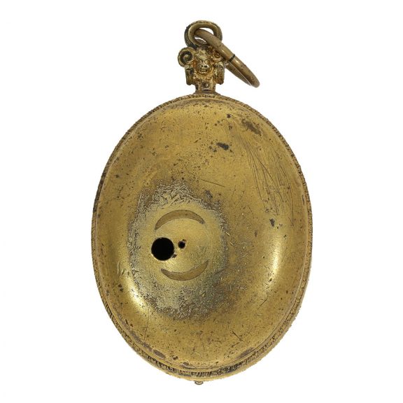 Early English gilt brass and silver oval pendant watch Circa 1615 Early English gilt brass and silver oval pendant watch Circa 1615