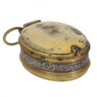 Early English gilt brass and silver oval pendant watch Circa 1615