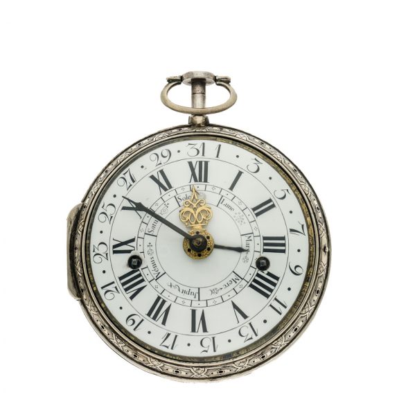 French silver single hand astronomical coach clock with alarm Circa 1770