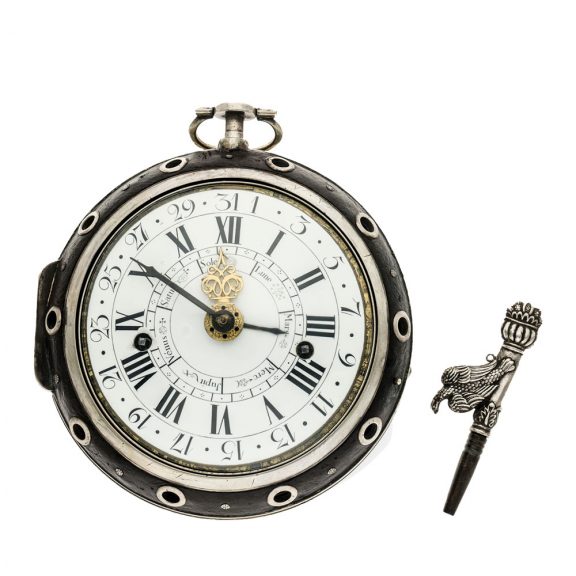 French silver single hand astronomical coach clock with alarm Circa 1770 French silver single hand astronomical coach clock with alarm Circa 1770