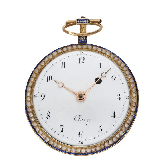 Swiss gold enamel verge watch with pink gold Breguet hands Circa 1790 Swiss gold enamel verge watch with pink gold Breguet hands Circa 1790