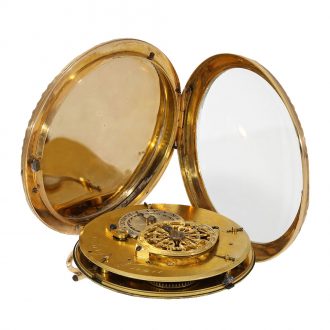 Swiss gold enamel verge watch with pink gold Breguet hands Circa 1790