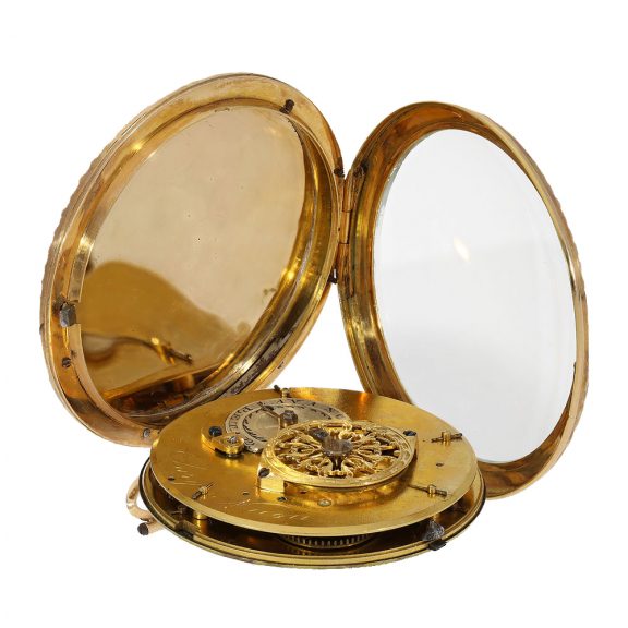 Swiss gold enamel verge watch with pink gold Breguet hands Circa 1790 Swiss gold enamel verge watch with pink gold Breguet hands Circa 1790
