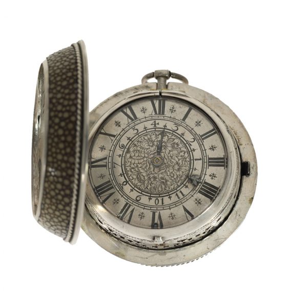 French silver pair cased oignon watch with alarm Circa 1680 French silver pair cased oignon watch with alarm Circa 1680