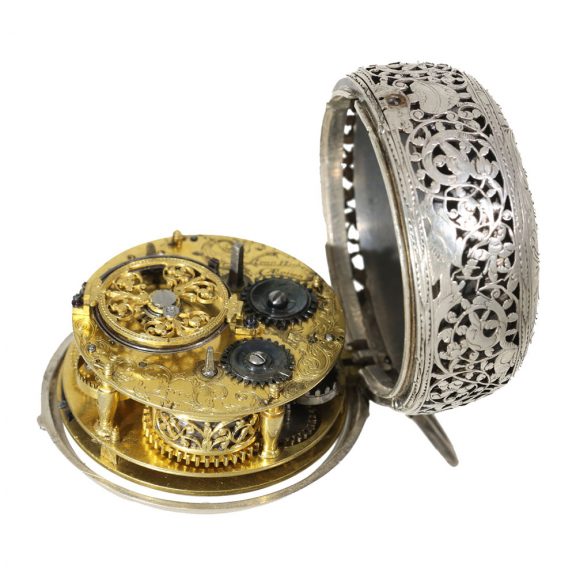 French silver pair cased oignon watch with alarm Circa 1680 French silver pair cased oignon watch with alarm Circa 1680