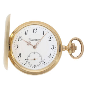 Swiss gold hunting case pocket watch with chronometer escapement Circa 1900