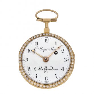Swiss gold enamel verge watch with chatelaine Circa 1780