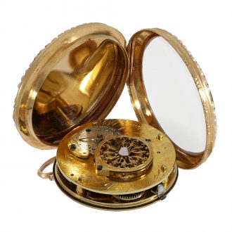 Swiss gold enamel verge watch with chatelaine Circa 1780