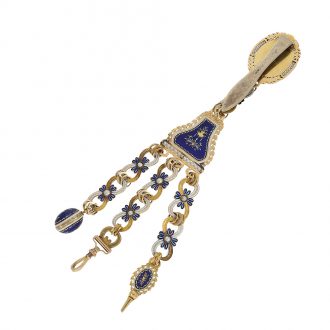 Swiss gold enamel verge watch with chatelaine Circa 1780