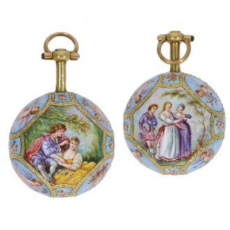 Unique Swiss 18K gold and enamel Boule de Genève Circa 1810