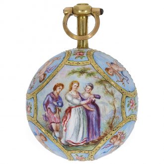 Unique Swiss 18K gold and enamel Boule de Genève Circa 1810