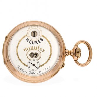 Swiss 18 carat gold digital lever pocket watch Circa 1885